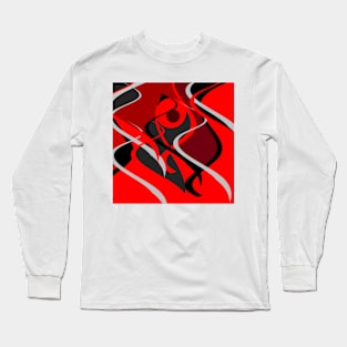 upstream red black grey abstract digital painting Long Sleeve T-Shirt